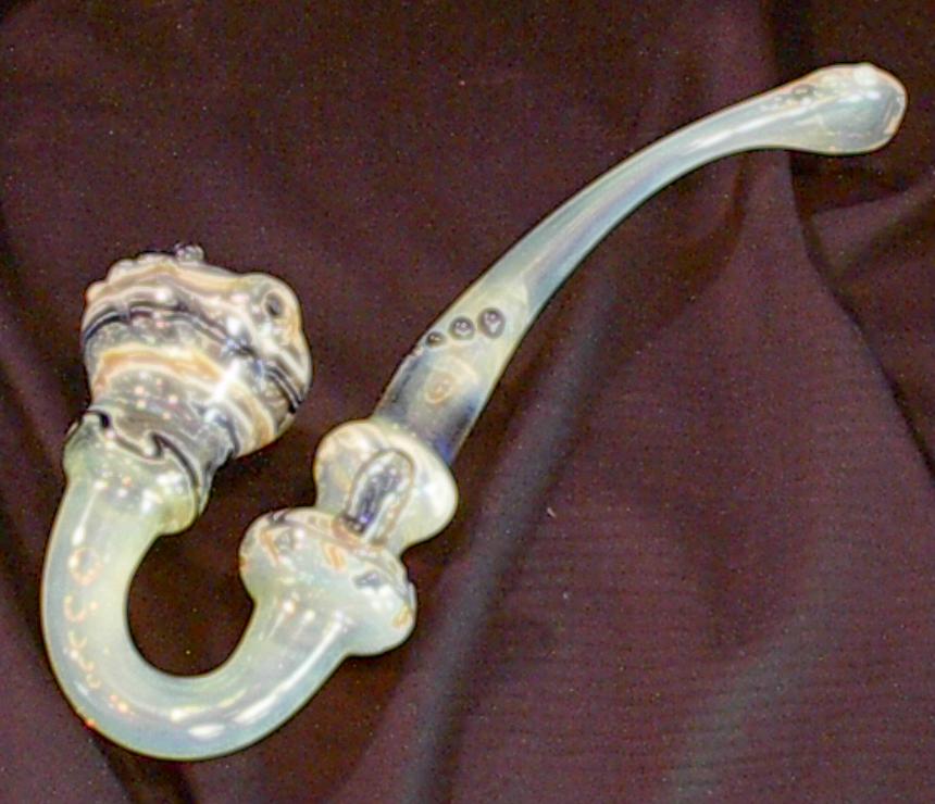 a Sherlock-style glass pipe suitable for medical cannabis delivery