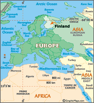 Map of location of Finland  