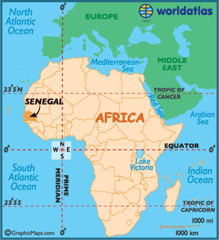 Map of location of Senegal