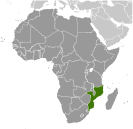 Map of location of Mozambique