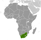 Map of location of South Africa